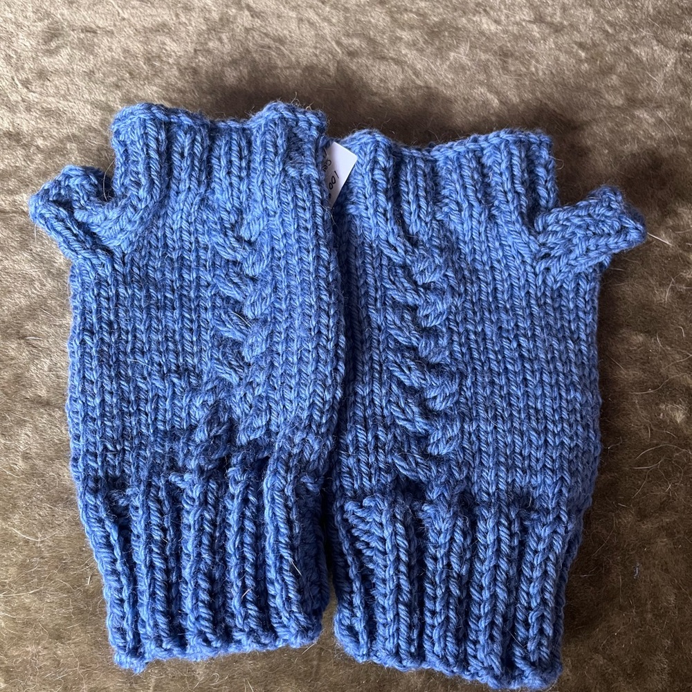 Blue cable Knit Fingerless Gloves
